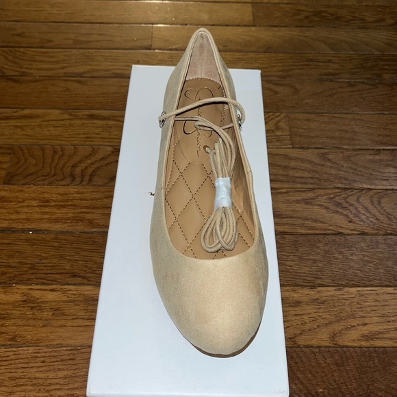 Jessica Simpson Bingley Lace Up Ballet Flats Almond Microsuede Women’s Size 7.5 - Picture 5 of 10
